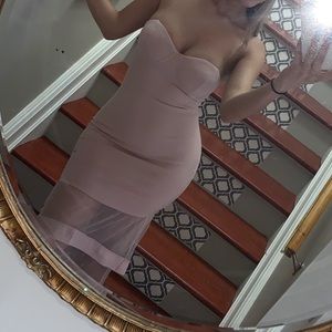 Clear strap bodycon pink dress